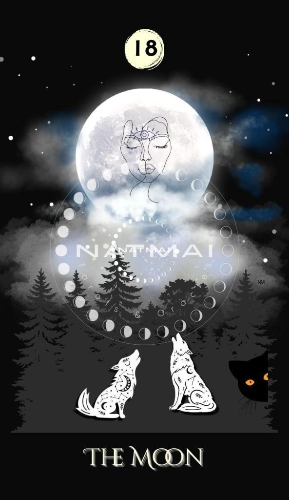 Carte de tarot La Lune (18) - Arcanes majeurs