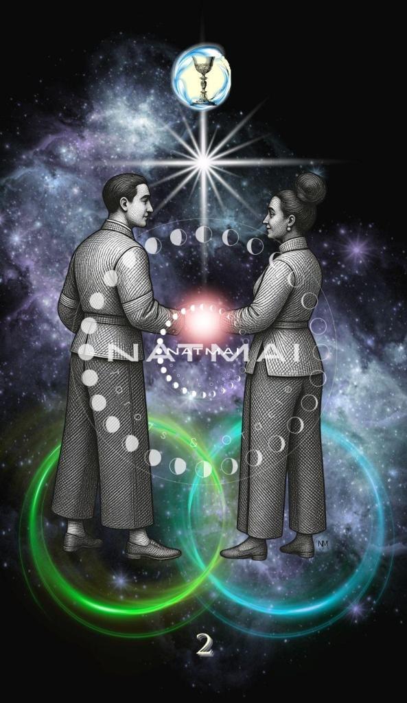 Carte de tarot Deux (2) de Coupes - Arcanes mineurs