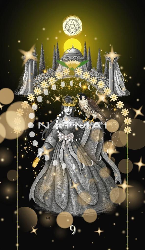 Carte de tarot Neuf (9) de Deniers - Arcanes mineurs