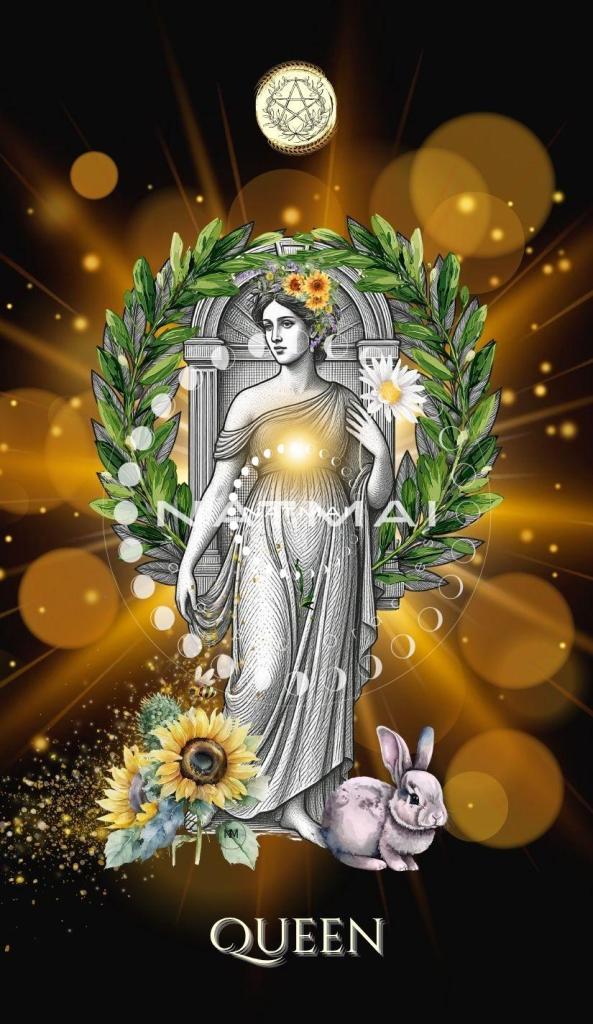 Carte de tarot Reine de Deniers - Arcanes mineurs
